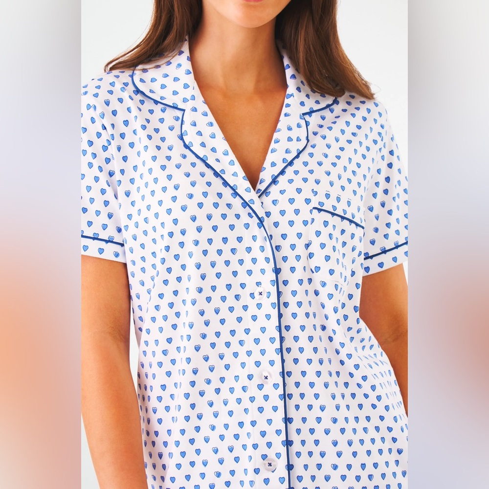 Roller Rabbit Blue Heart Print Pajama Top
